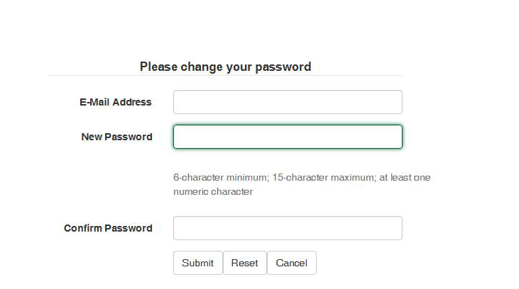 Change Password Screen